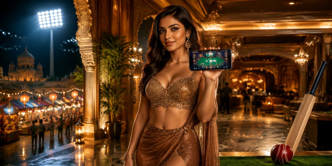 Indian cricket betting scene with players and audience